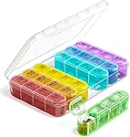 Odaro Weekly Pill Organizer 4 Times a Day, BPA Free Daily Pill Box 7 Day, Large Travel Pill Case with 28 Compartment to Hold Medicine, Vitamin and Supplement - Black Case