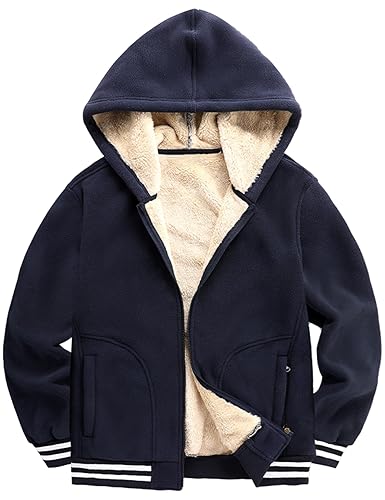 Kissonic Men's Polar Fleece Jacket Sherpa Lined Zip Up Hoodie