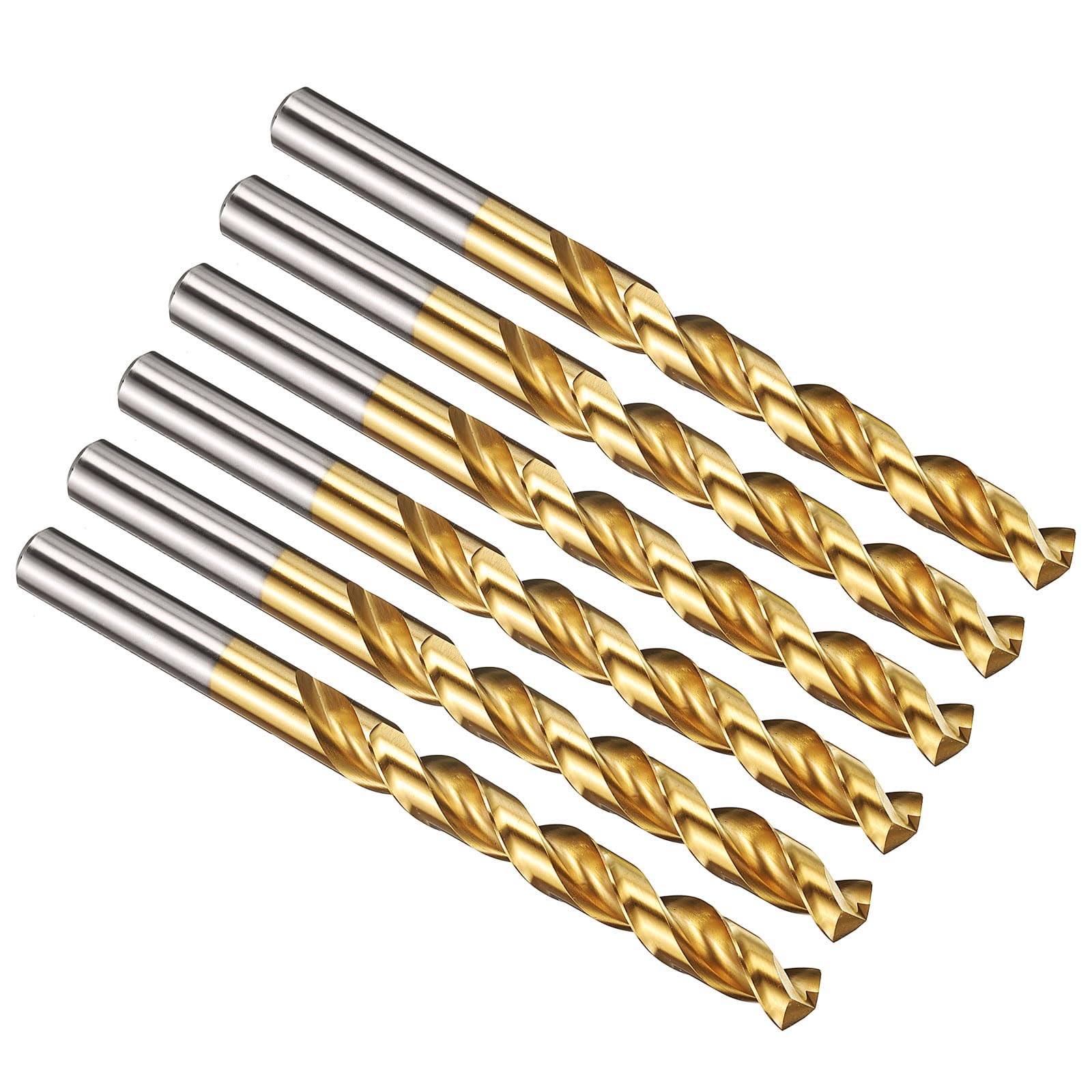 PATIKIL 10.5mm Drill Bit, M42 8% Cobalt High-Speed Steel Jobber Straight Shank 135° Titanium Nitride (TiN) Coated for Hard Metal Stainless Steel - 6 Pack — image 1