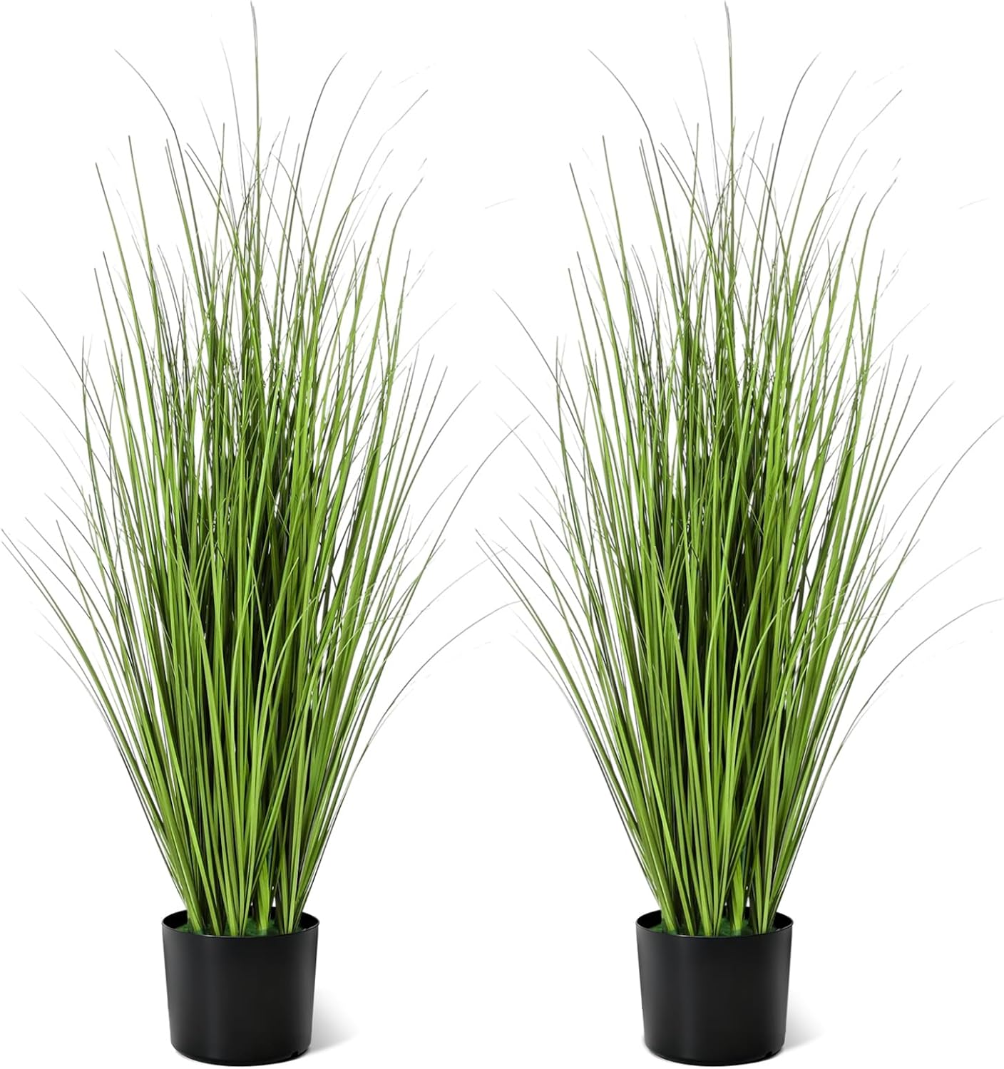 Jexine 2 Pieces 3 ft Tall Artificial Grass Plant Potted Artificial Greenery Floor Plants Fake Pampas Grass Tall in Pot for Housewarming Gift House Garden Bathroom Lobby Indoor Outdoor (Green)