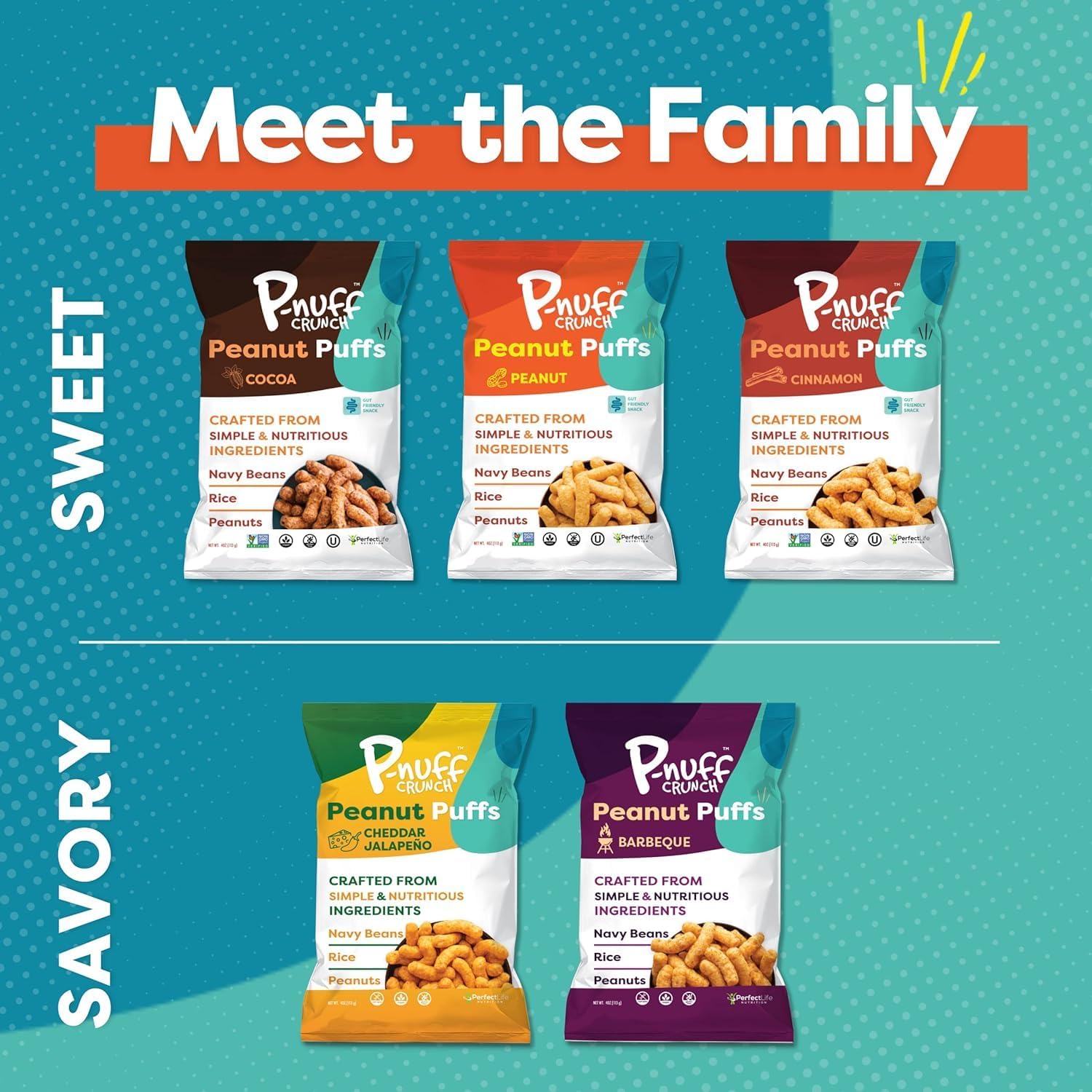 Pnuff Roasted Peanut & Cheddar Jalapeno Puffs Variety Pack - Keto Protein Cheese Puffs, Healthy Snacks, High Protein Snacks for Adults, Low Calorie, 20g Protein - 4 oz (6 Individual Bags)