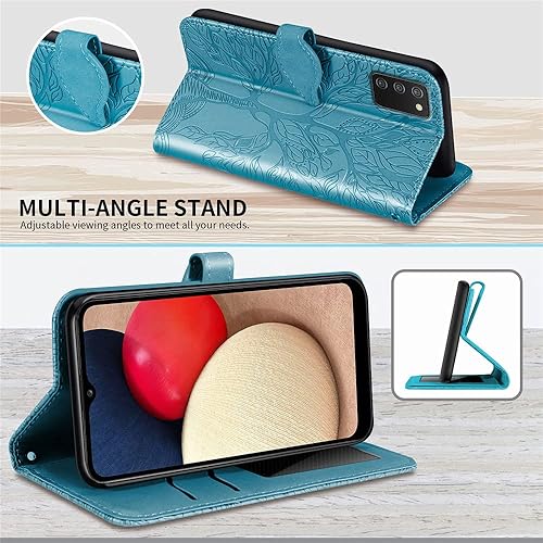 Miniatura 3 de MEUPZZK Funda para Samsung Galaxy A03S, funda tipo cartera para Samsung A03S, piel sintética de alta calidad en relieve, con ranuras para tarjetas,
