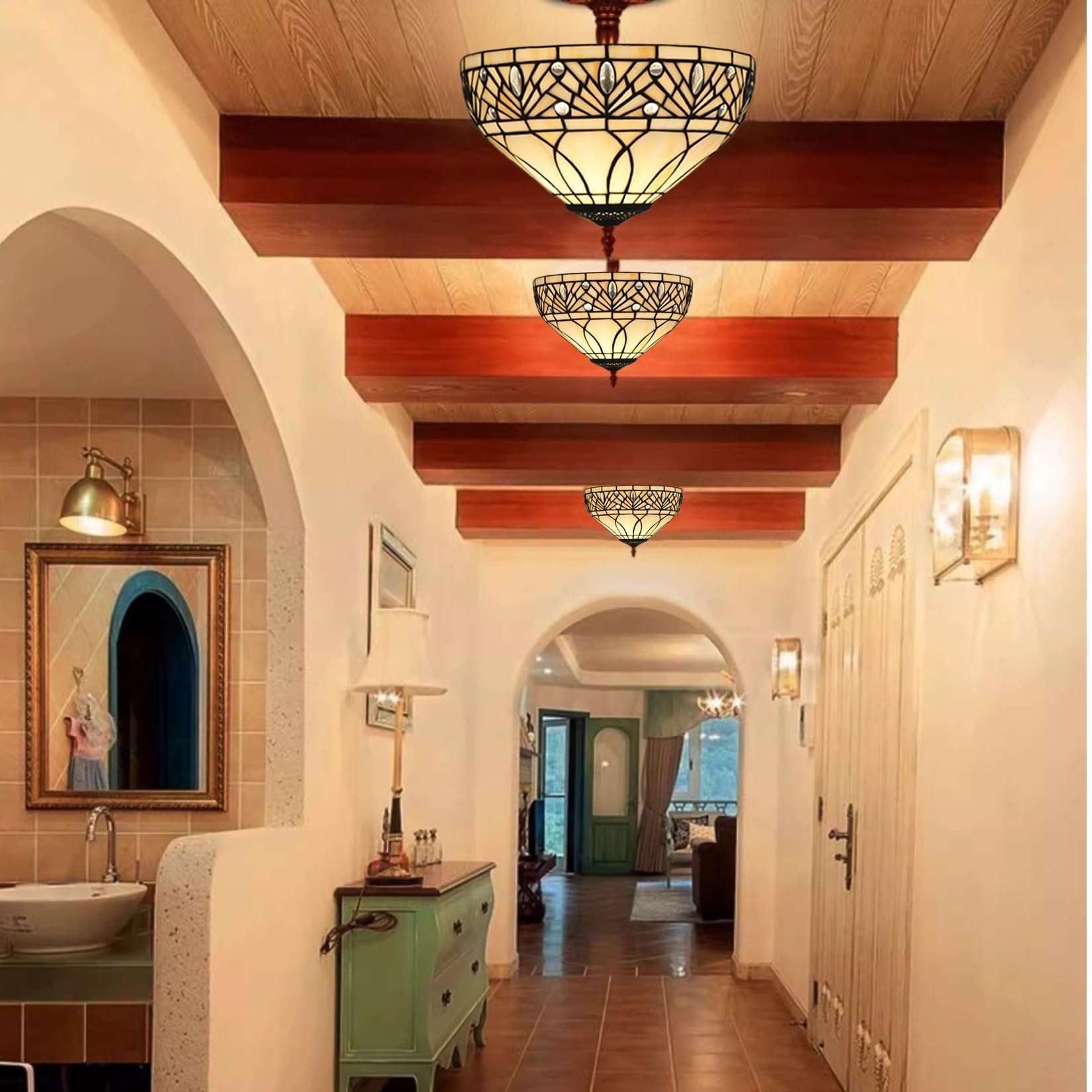 Tiffany Lamp Shade Replacement 12X7 Inch Clear Crystal Beads