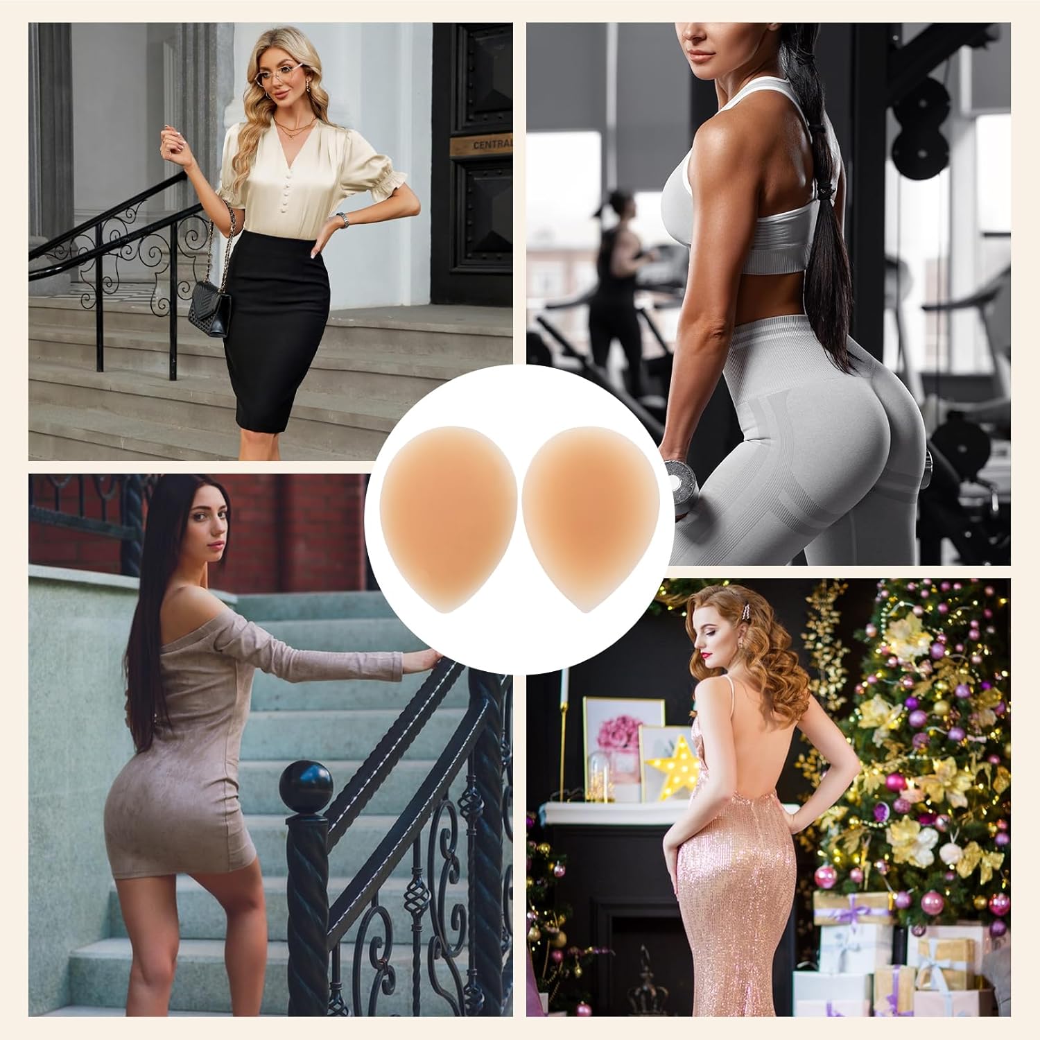 Silicone Hip Pads,Hip Dip Pads Adhesive for Women Reusable Butt Lift Enhancer Pad for Crossdressers Underwear Brown - Image 2