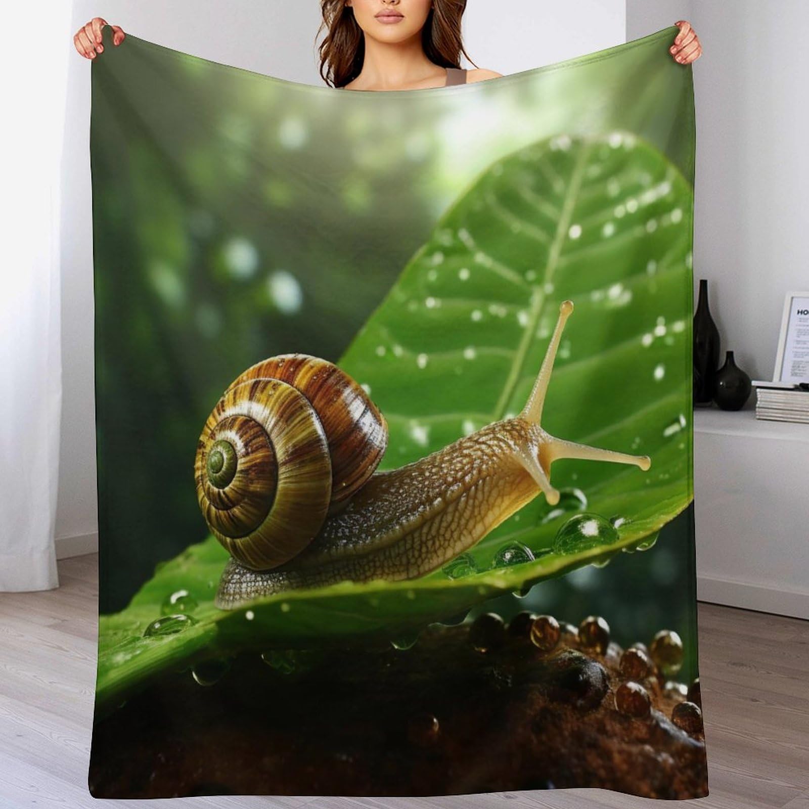 Couverture flanelle escargots pour moments cocooning, plaid chaud de salon 130x180