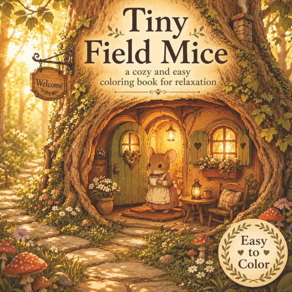 Tiny Field Mice: A Cozy & Easy Coloring Book for Relaxation, Stress Relief, and Screen-Free Moments