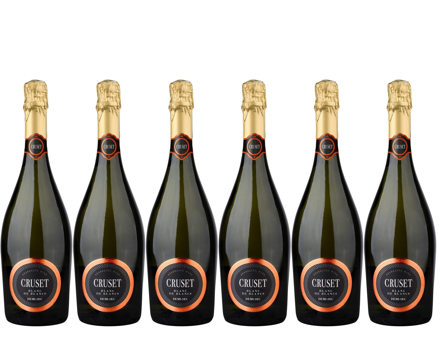 CRUSET - Vin Mousseux Demi-Sec - Blanc de Blancs - Origine : France (6 x 0.75 l)