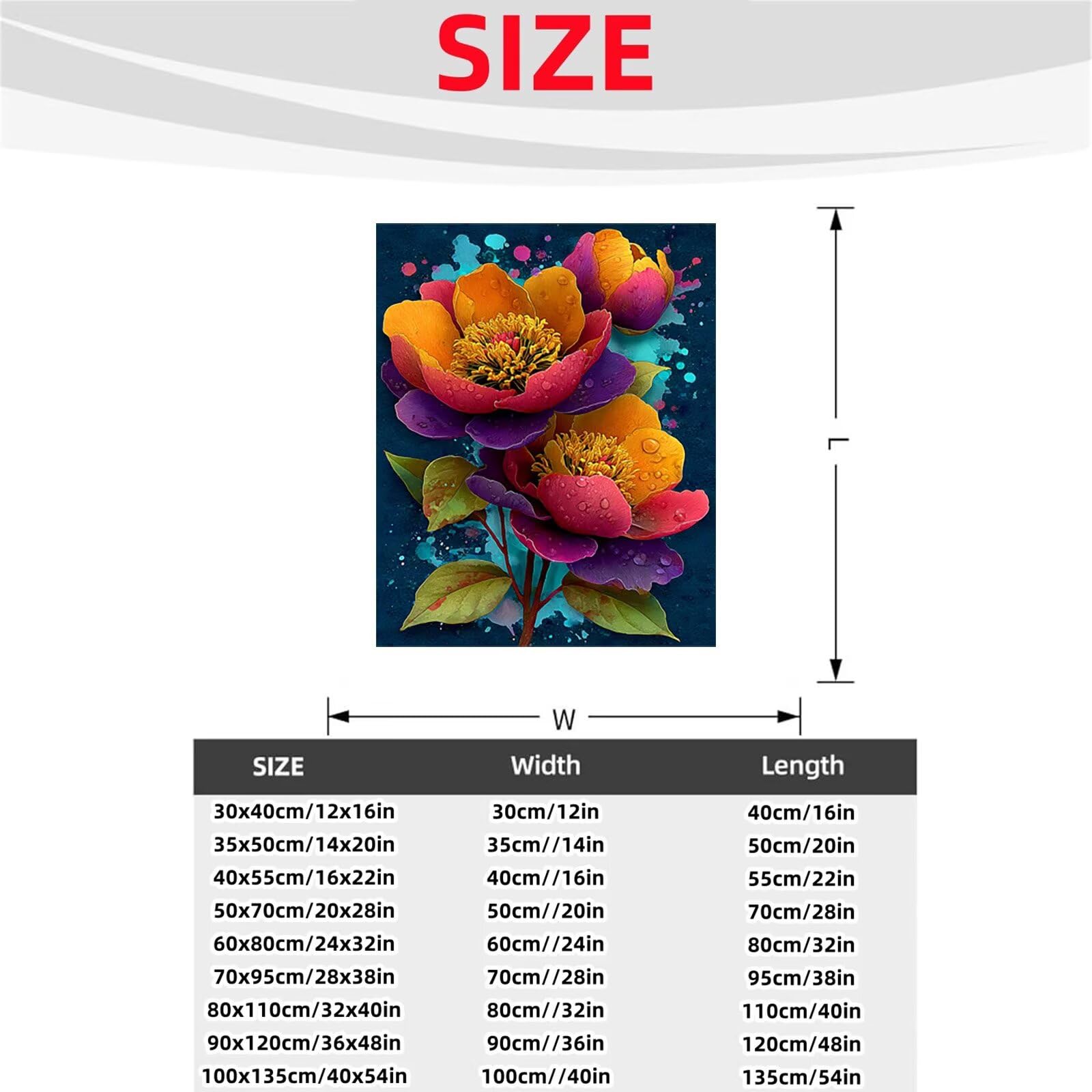 Malowanie po numerach, dla dorosłych, kwiaty, malowanie po numerach, zestawy roślin, hobby dla dorosłych i kobiet, artykuły artystyczne, 80 x 112 cm, sztuka ścienna, przejrzystość kolorów, płótno do