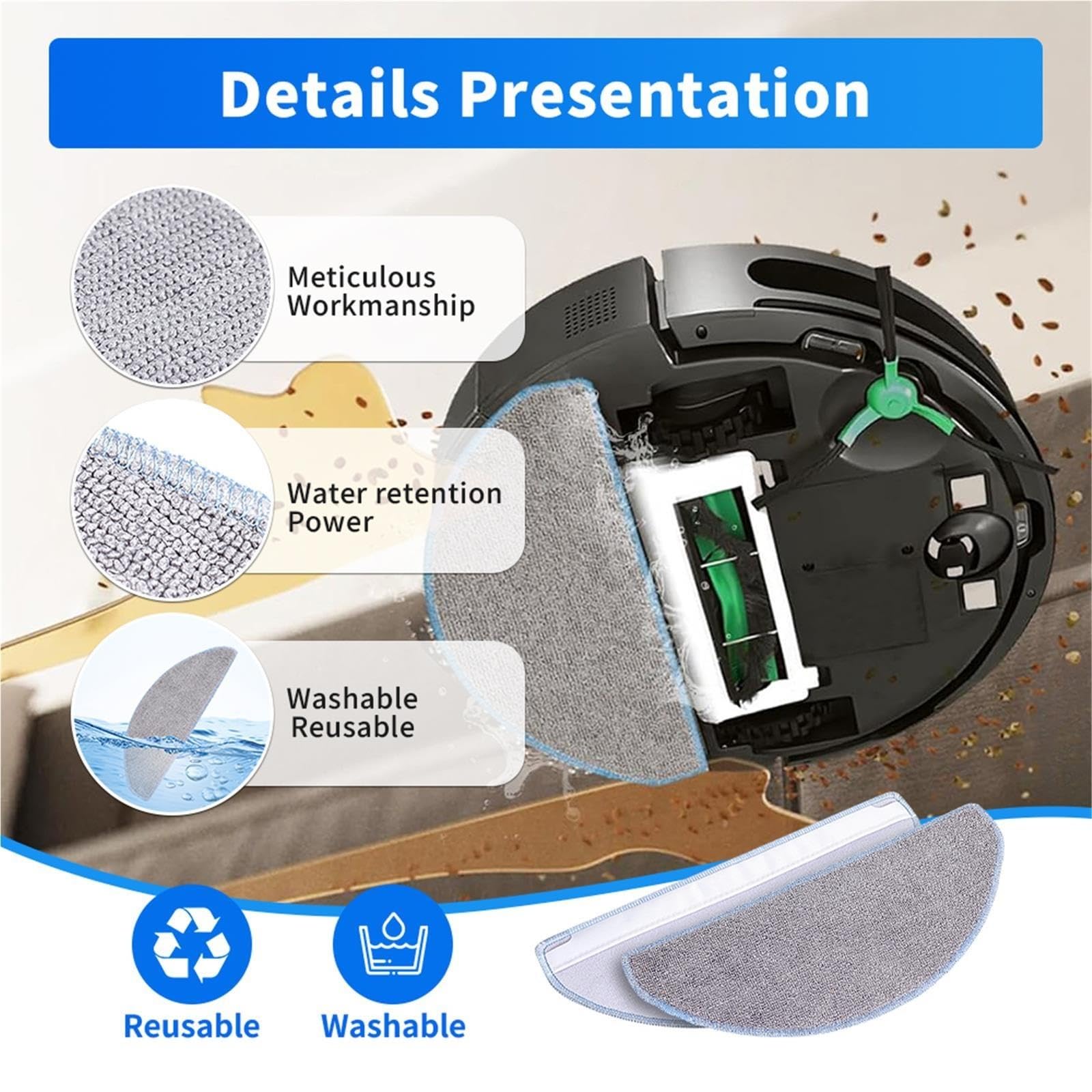 Teile Wischtuch, Kompatibel Mit Roomba, Combo Essential (Y011040 Y011440 Y011640)/Mopp Y0110 / Roboter Y0112 104 105 Combo Roboterstaubsauger(16PCS)