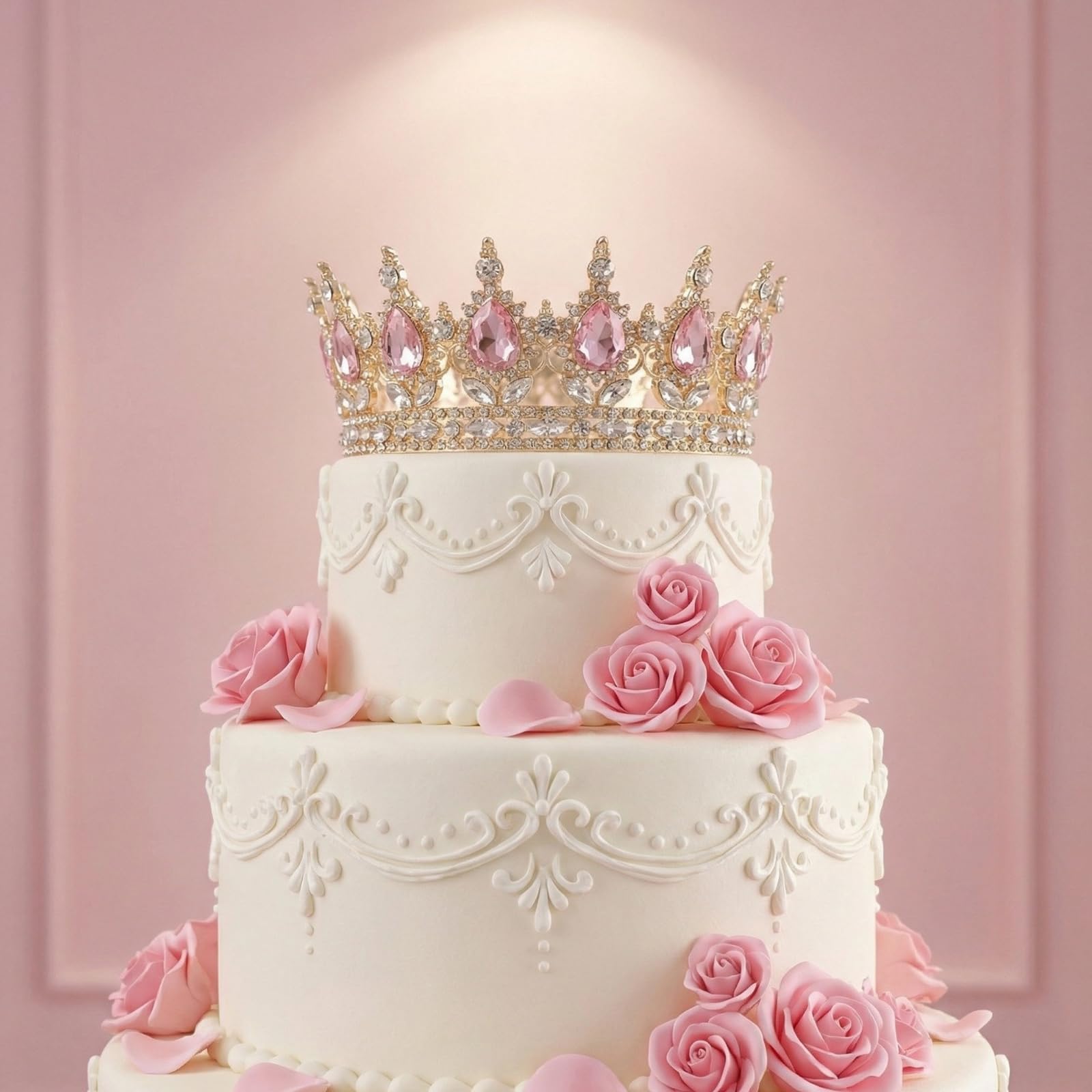 Corona dorata, elegante e scintillante, per donne e ragazze, corona della principessa di tiara, corona di principessa, corona di compleanno, corona di compleanno per adulti