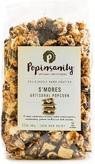Popinsanity Gourmet Popcorn Deluxe Bag | Non-GMO & Dairy Free - Holiday, Thanksgiving, Corporate, Snacks, Office snacks, Get Well or Birthday Gift (S'mores, 12 Ounce)