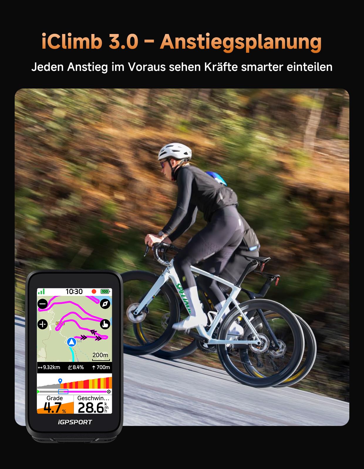 iGPSPORT BiNavi Air Fahrradcomputer Kabellos, GPS 3,0″ Touchscreen Karten Sprachnavigation Kletterfunktionen