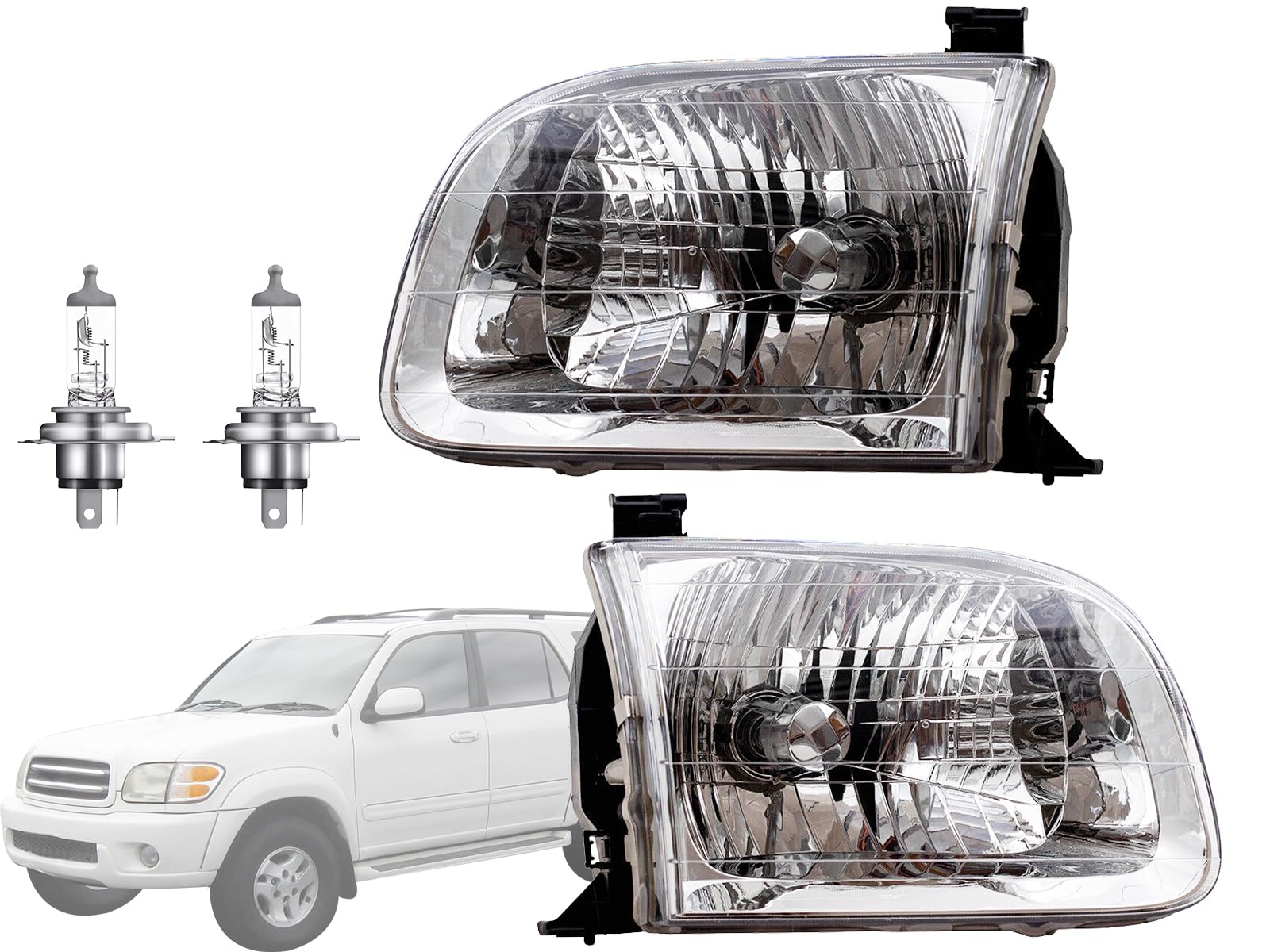 Auto Parts Avenue APA Replacement for Head Lights 2000 2001 2002 2003 2004 Tundra (Double Cab Model ONLY) 2001 2002 2003 2004 Sequoia 811100C020 811500C020 TO2503144 TO2502144 PAIR