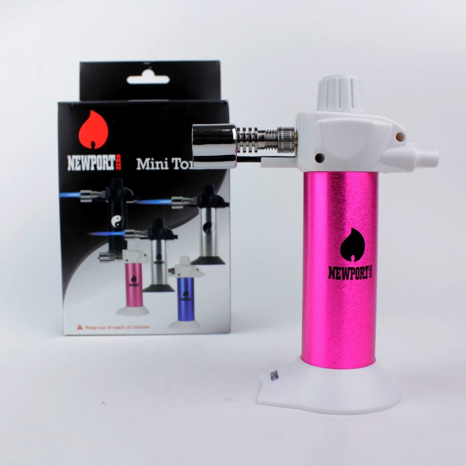 5.5" Mini Newport Butane Torch Lighter-Adjustable Flame (Pink)