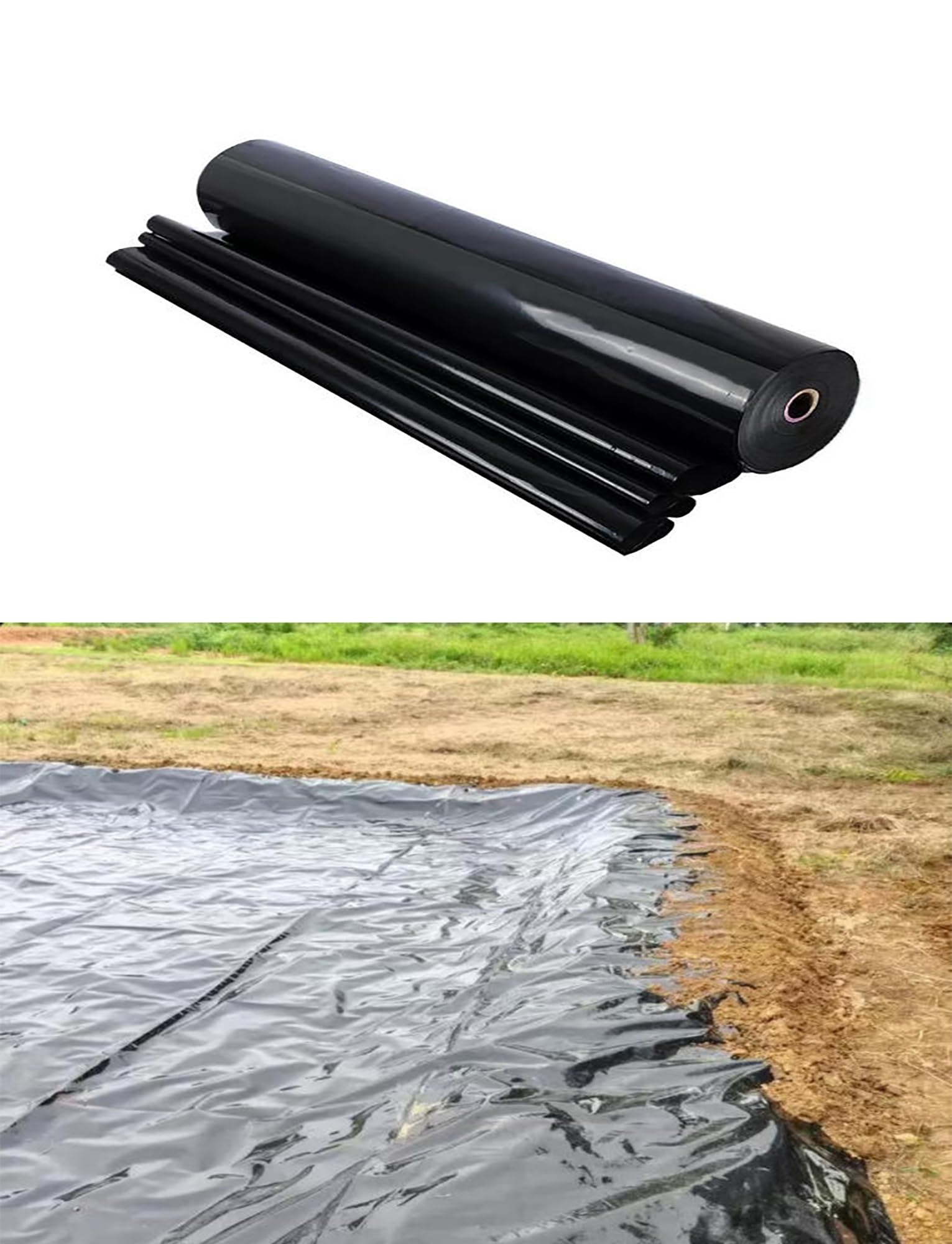 Geomembrana odporna na przebicie, wodoodporna membrana kompozytowa HDPE do wykładziny stawowej, zbiornik akwakultury, ochrona nachylenia (grubość 0,2 mm, 30 x 2 m)