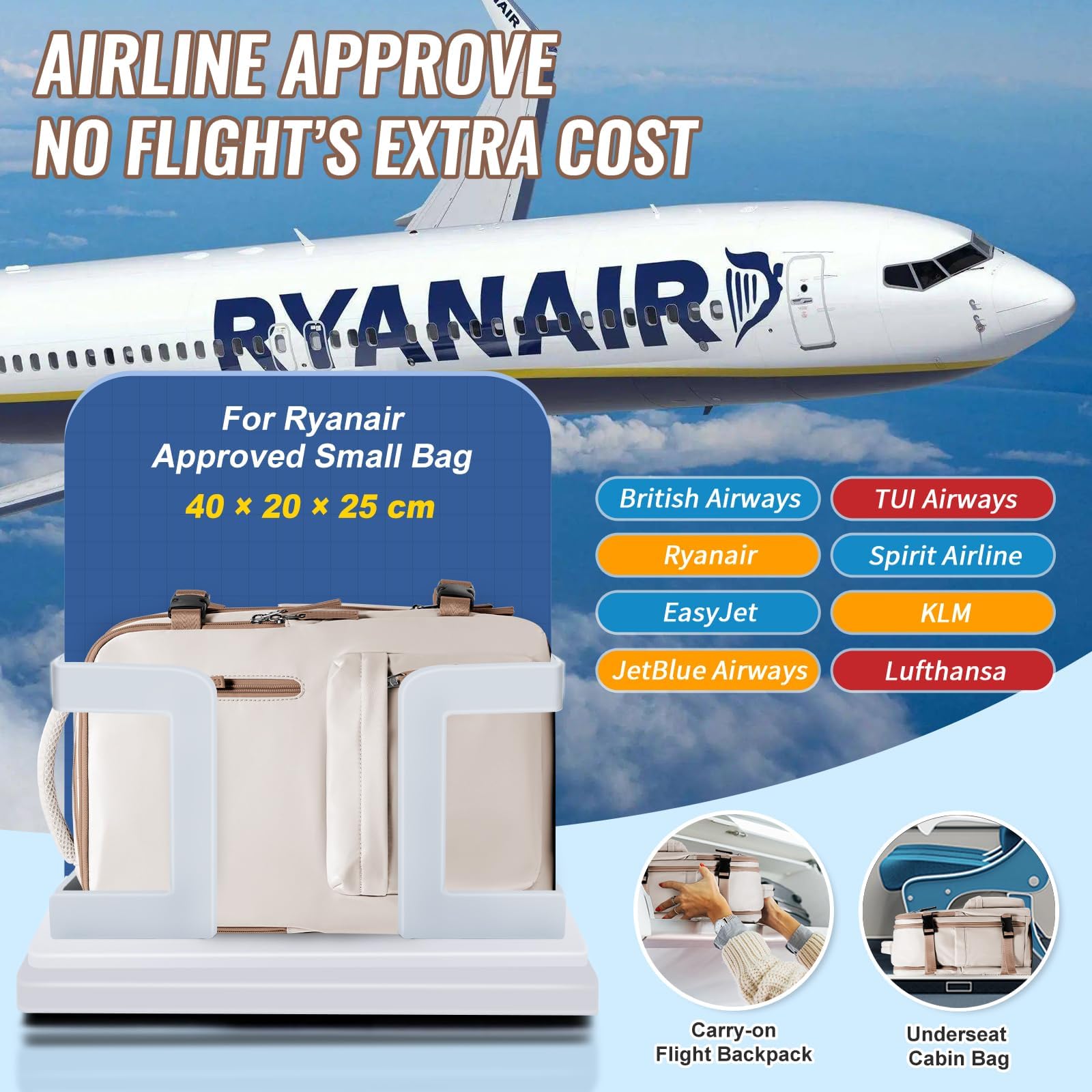 SZLX Zaino Ryanair 40x30x20 Sottovuoto Bagaglio a Mano 40x20x25 Donna Zaino da Viaggio 40x30x20 Wizzair Borse da Cabina per Easyjet 45x36x20 Uomo per Laptop 14 Pollici con Porta USB e Porta Scarpe
