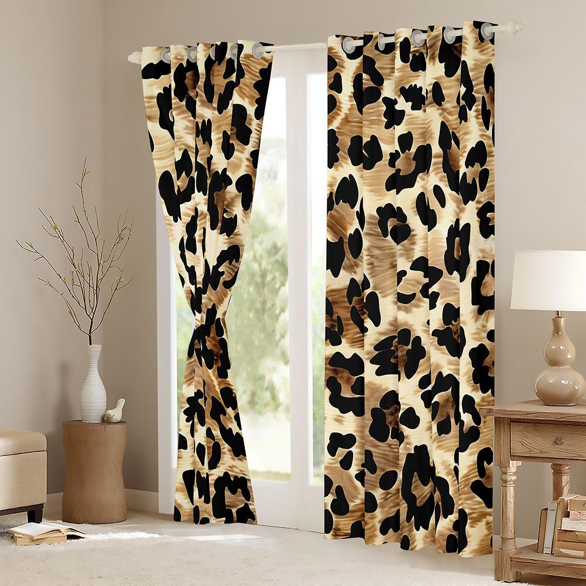 Homewish Tende oscuranti con stampa leopardata, 117 x 137 cm