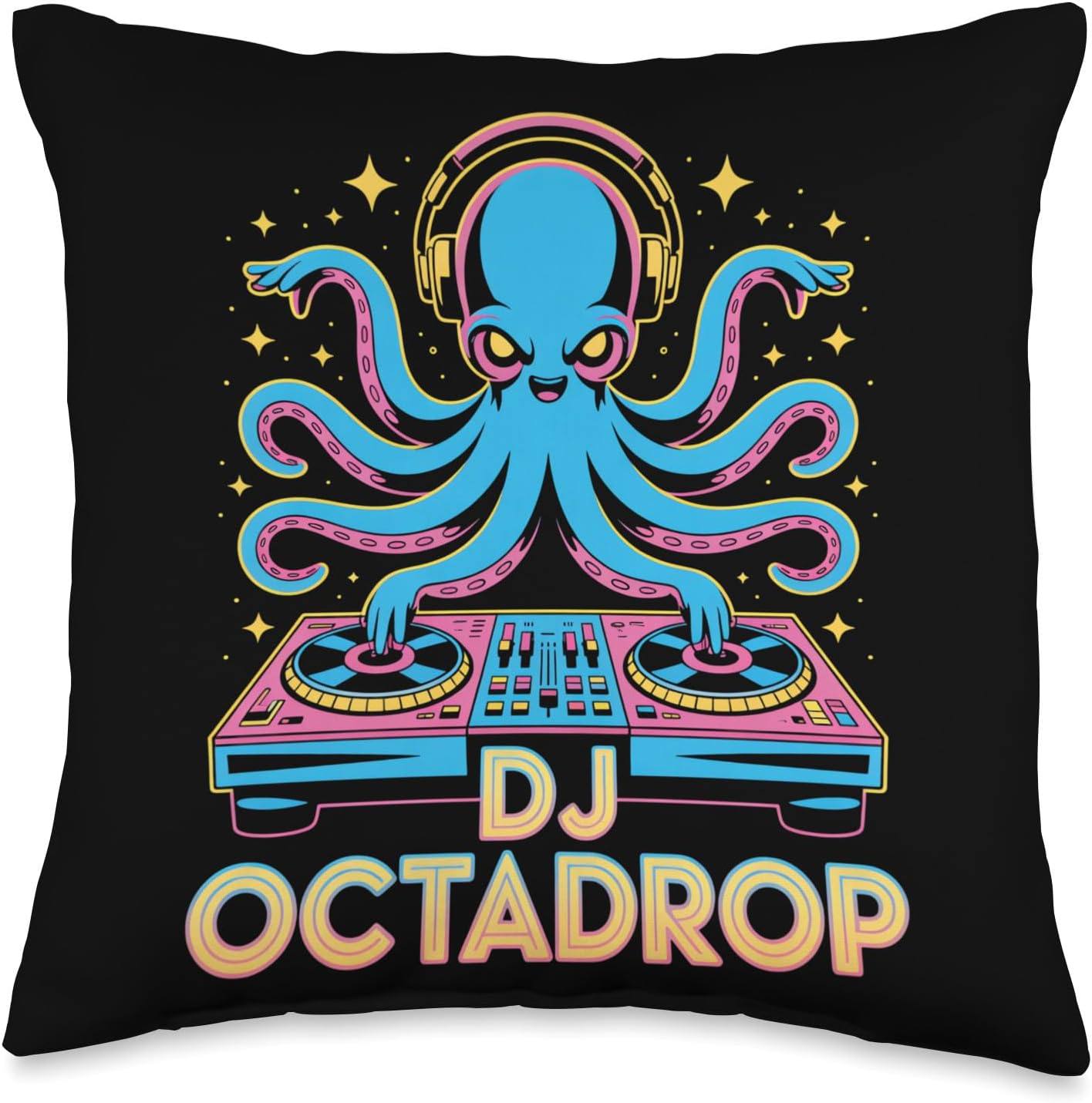 DJ Octadrop Octopus DJ EDM Rave Festival Vibes Throw Pillow