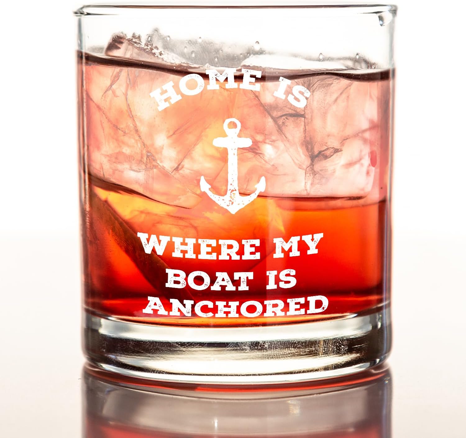 kunlisa Boat Gifts Whiskey Glasses, Nautical Gifts for Boaters, Home Is Where My Boat Is Anchored 10 oz Drinking Rocks Glasses for Men Whisky Cocktail Scotch Bourbon Liquor