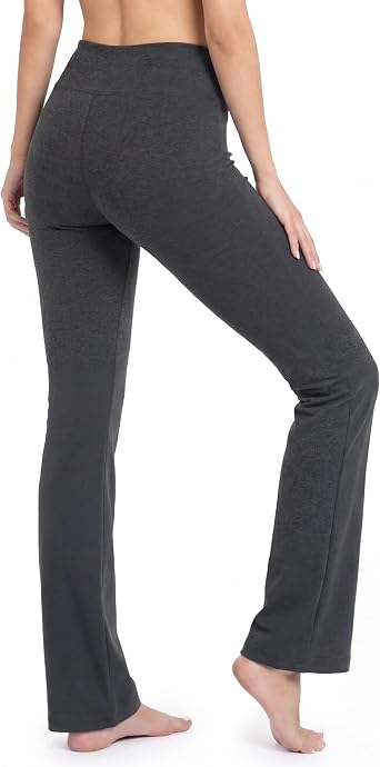 Nirlon Straight Leg Yoga Pants - Straight Leg Leggings for Women Breathable Leggings for Yoga Regular & Plus Size Pants for Gym S 28" Inseam, Charcoal
