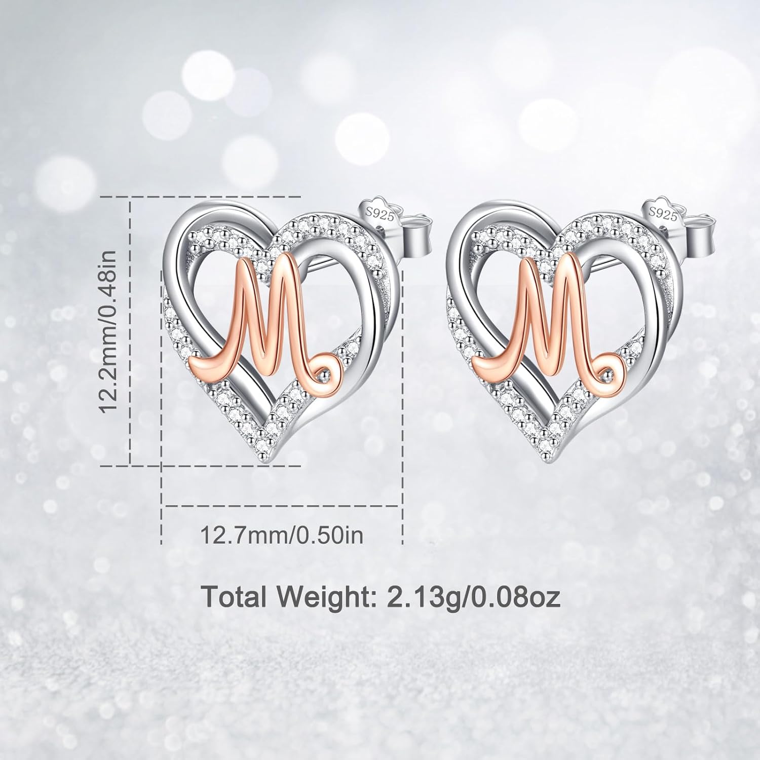 INFUSEU 925 Sterling Silver Initial Earrings for Women Girls, Cute Heart Letter Jewelry Gifts - Image 6