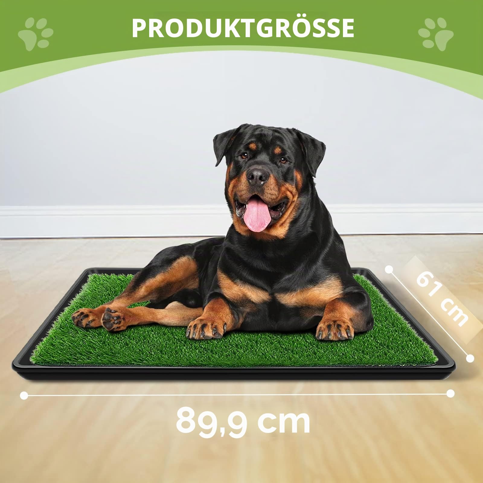 60 x 90 cm Hundegras-Pad mit Tablett für Innen-und Außenbereich,große Hunde-Töpfchentraining ist EIN komplettes Töpfchensystem Gras-Pinkelpads für Hunde mit Tablett ist wiederverwendbar