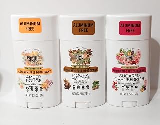 Power Stick Aluminum-Free Deodorant, Amber Rouge, Mocha Mousse, Sugared Cranberries, 2.25 oz, 3-Pack