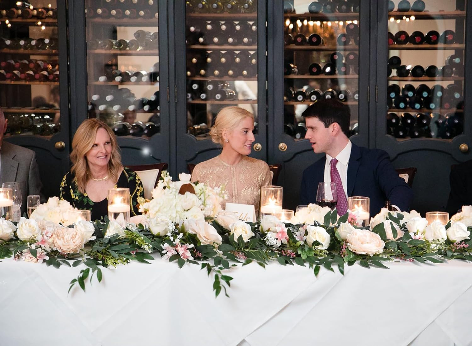 Lvydec 2 Pack Artificial Peony Flower Garland - 6ft Silk Peony Vine Willow Leaves Garland Champagne Arch Flower Vine for Wedding Party Table Decoration (Champagne)