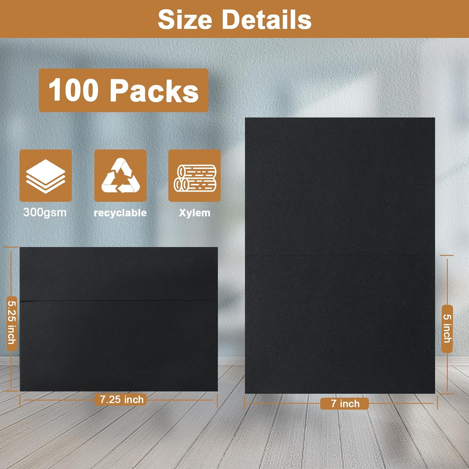 100 Packs Black Blank Note Cards and Envelopes 5 x 7 Heavyweight Folded Cardstock and A7 Envelopes Self Seal for Wedding Invitations, DIY Greeting Card, Thank You Cards, Birthday - Image 2
