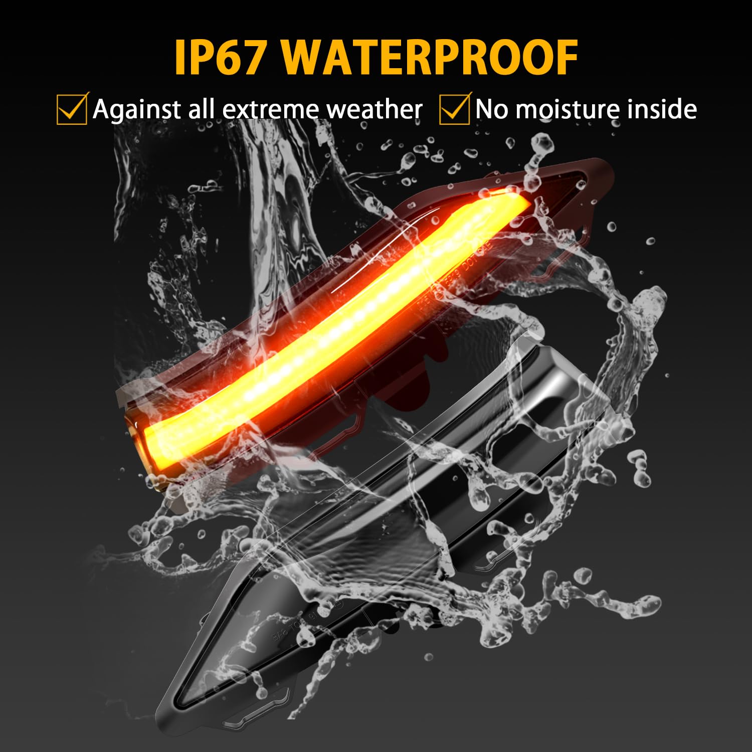Dynamiczny sekwencyjny kierunkowskaz LED, E8, marker boczny, 12 V LED, żółto-bursztynowy, błyszczący, kompatybilny z For-d Fiesta Mk8 2018, 2019, 2020 PUMA, 2 sztuki
