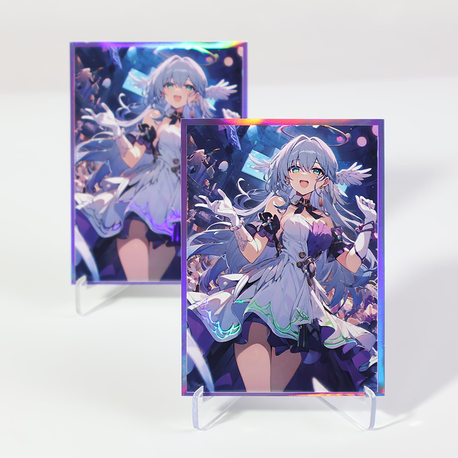 60 PCS Holographic Trading Card Sleeves for MTG HD Printing Card Sleeves Anime Card Sleeves Protective Card Sleeves 67 mm x 92 mm for PTCG/TCG - Image 4