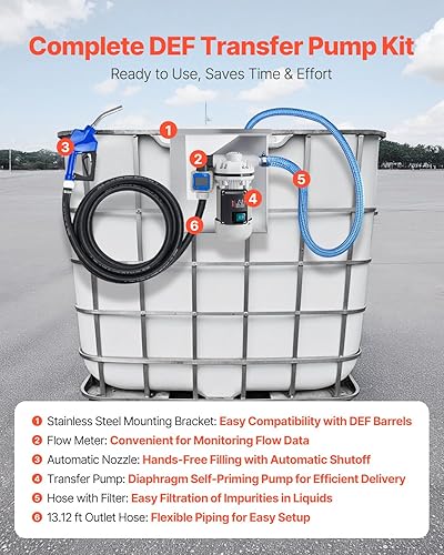 Miniatura 2 de VEVOR Kit de bomba de transferencia DEF de 110 V, 10.5 GPM, bomba de agua eléctrica autocebante de diafragma para urea de líquido de escape diésel,