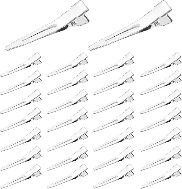 30 Stück Silberne Friseur-Klammern für Damen, Krokodil-Haarclips für Locken