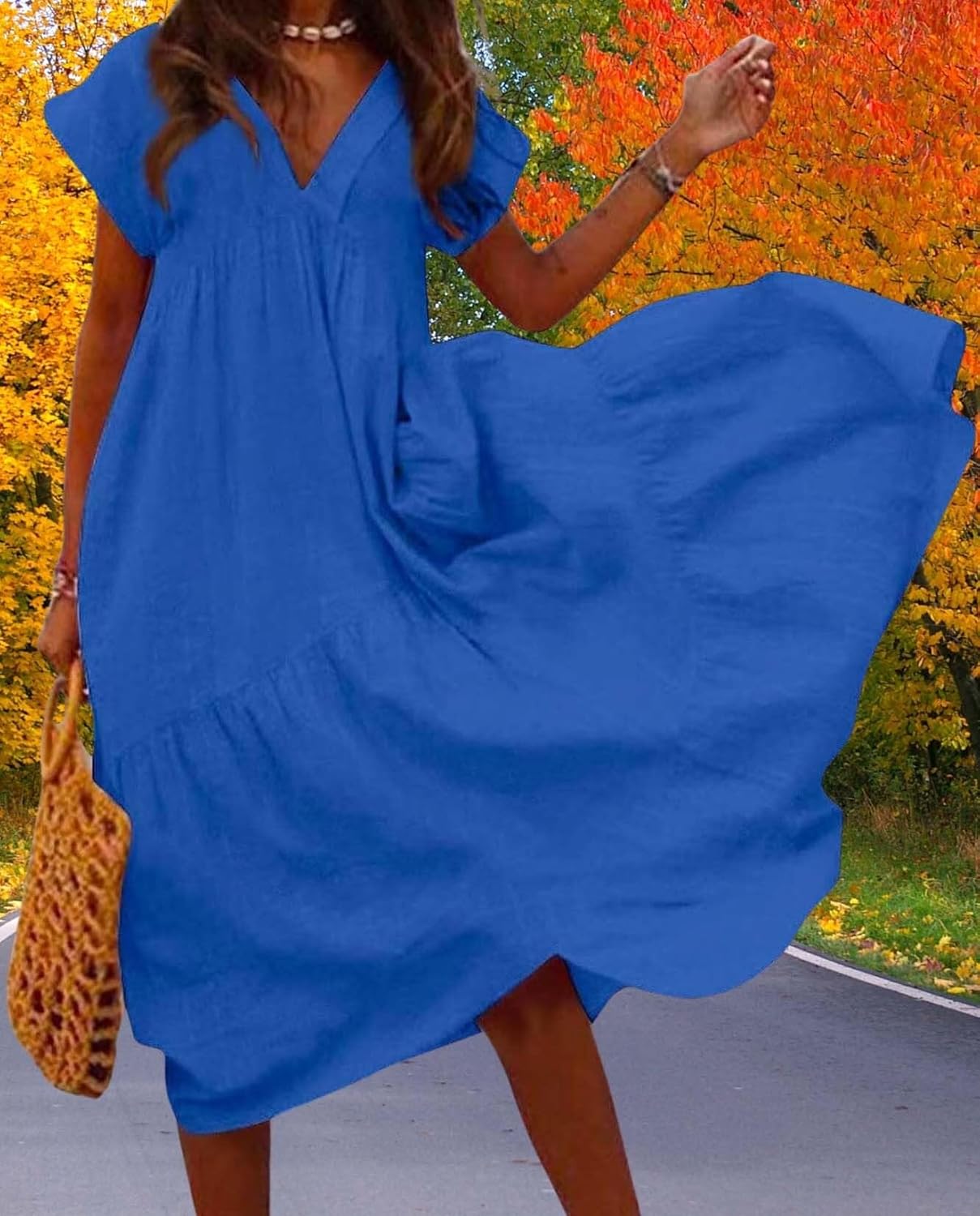 Summer Cute Womens Dresses Short Sleeve and Ruffle Hem Beach Loose Swing Casual Dresses Size Large Available - Image 6