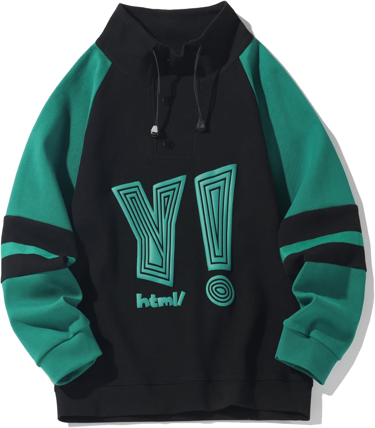 GURUNVANI Mens Color Block Sweatshirt Oversized Graphic Pullover Stand Collar Pullover Tops