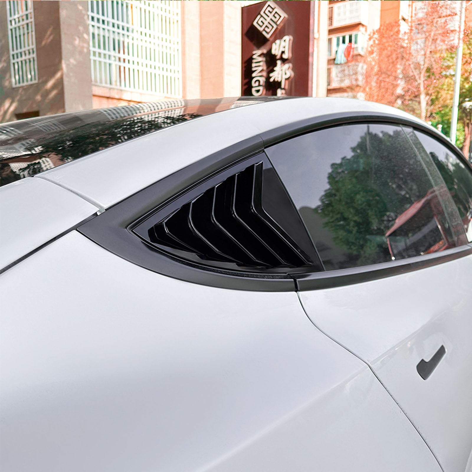 2 sztuki do Tesla Model 3 2017-2024, tylne okiennice do samochodów, żaluzje boczne, osłony, wykończenia, akcesoria zewnętrzne ABS, czarny połysk