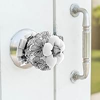 Vista 5 de TIESOME 2 PCS Fundas de Algodón para Pomos de Puerta con Diseño Floral, Funda Protectora de Pomo de Puerta Protectores de Pared Reutilizables