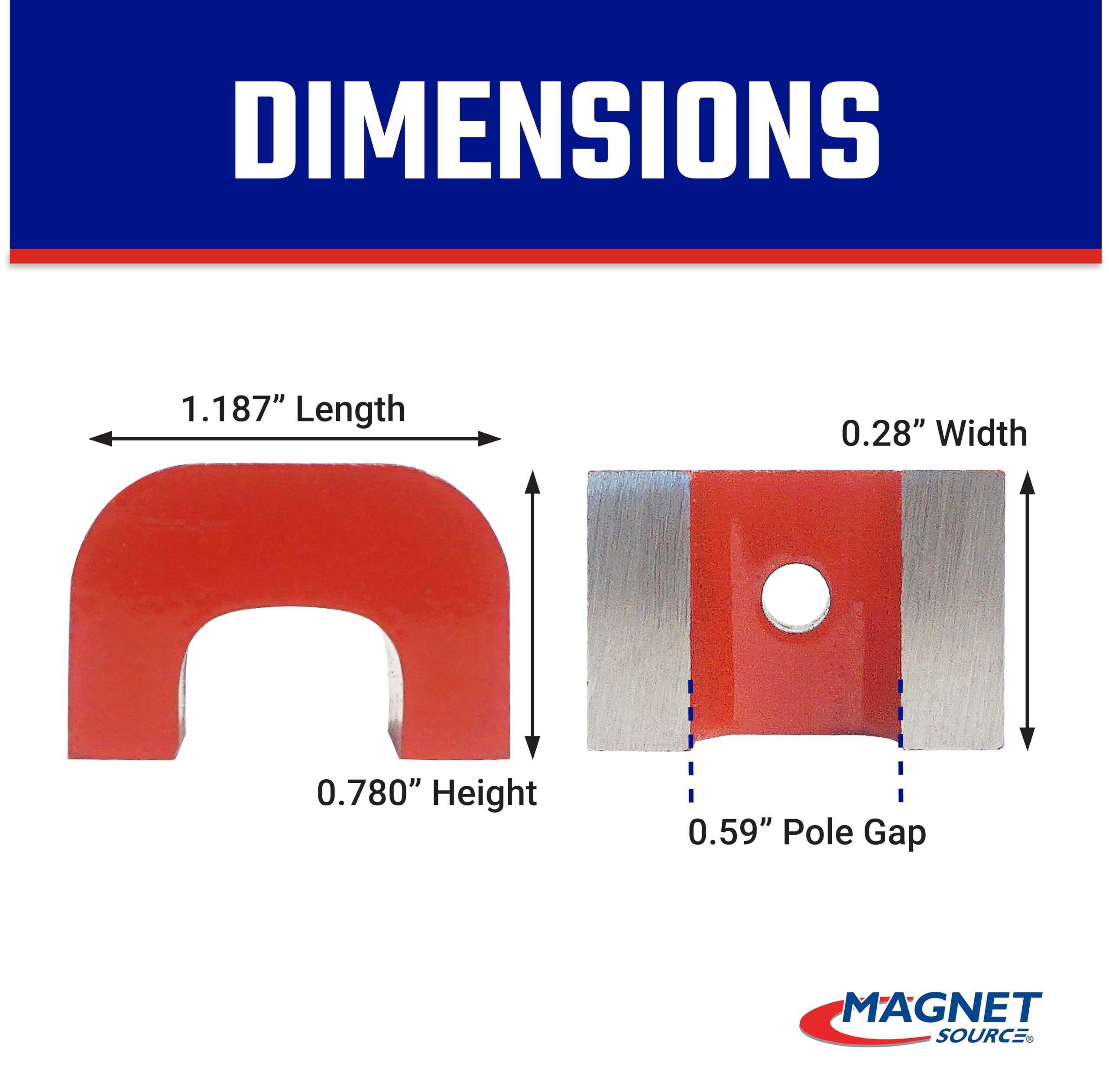 Red Cast Alnico 5 Bridge Magnet With Keeper, 1.18" Wide, 0.78" High, 0.78" Thick, 0.20" Hole On Top (Pack of 1) — Amazon image 4