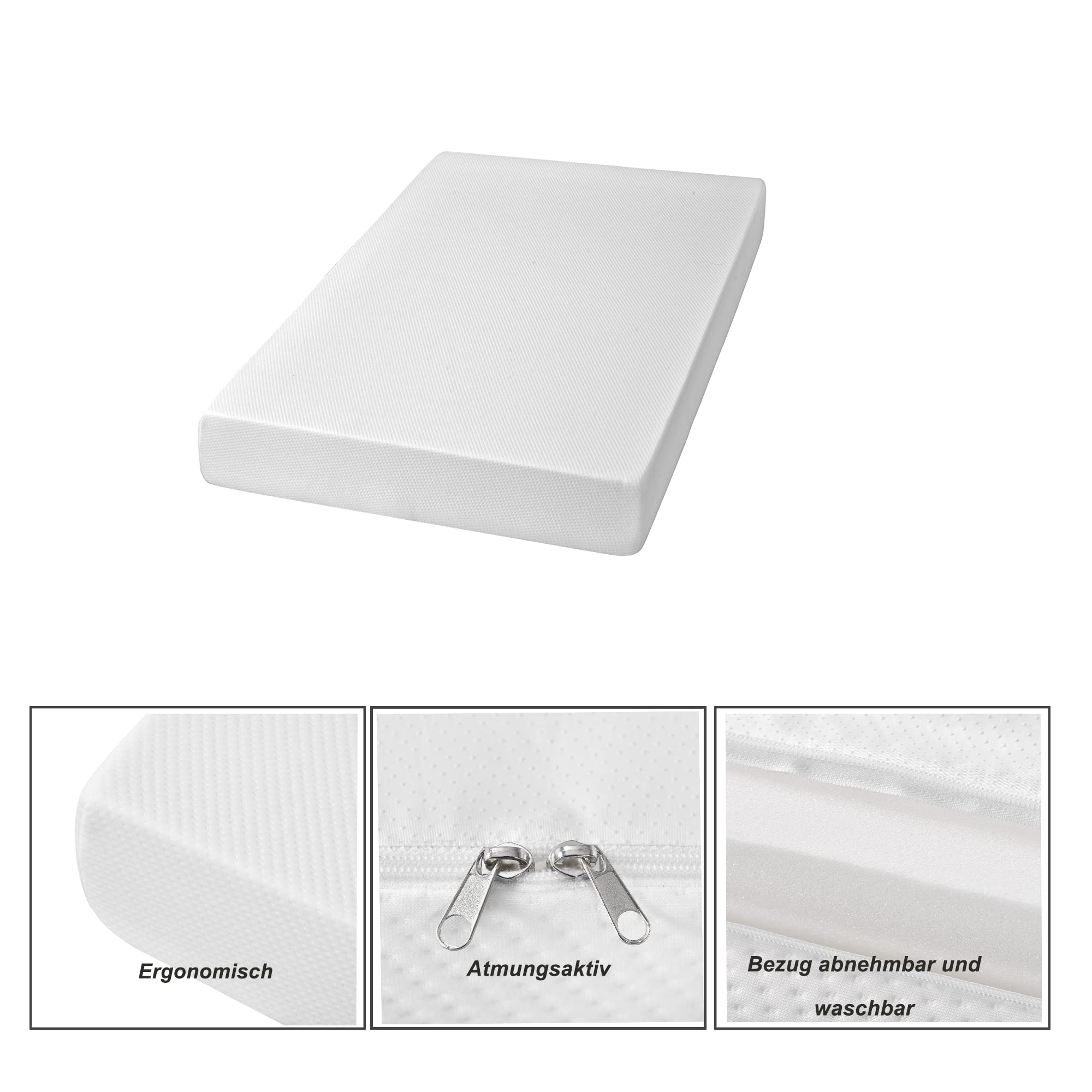 Materac z zimnej pianki 90 x 200 cm, stopień twardości H3, wysokość 16 cm, certyfikat Öko-Tex, idealny do łóżek pojedynczych, ergonomiczny, antypoślizgowy spód