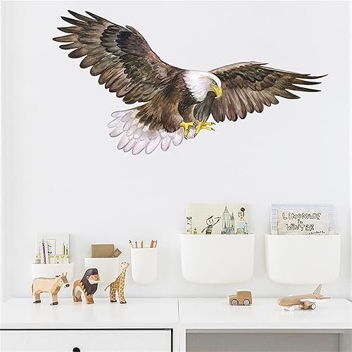 Miniatura 2 de ROFARSO Calcomanías de pared realistas y geniales con diseño de águila calva voladora y pájaro, calcomanías de pared extraíbles, despegar y pegar,