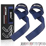 SKDK Cotton Hard Pull Wrist Lifting Straps Grips Band-Deadlift Straps with Neoprene Cushioned Wrist Padded and Anti-Skid Silicone - for Weightlifting, Bodybuilding, Xfit, Strength Training (Blue)