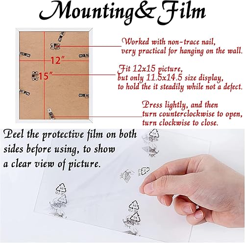 Vista 156 de Juego de 5 portarretratos de 10 x 14 pulgadas, marcos de fotos blancos de alta transparencia para galería de pared horizontal de escritorio vertical