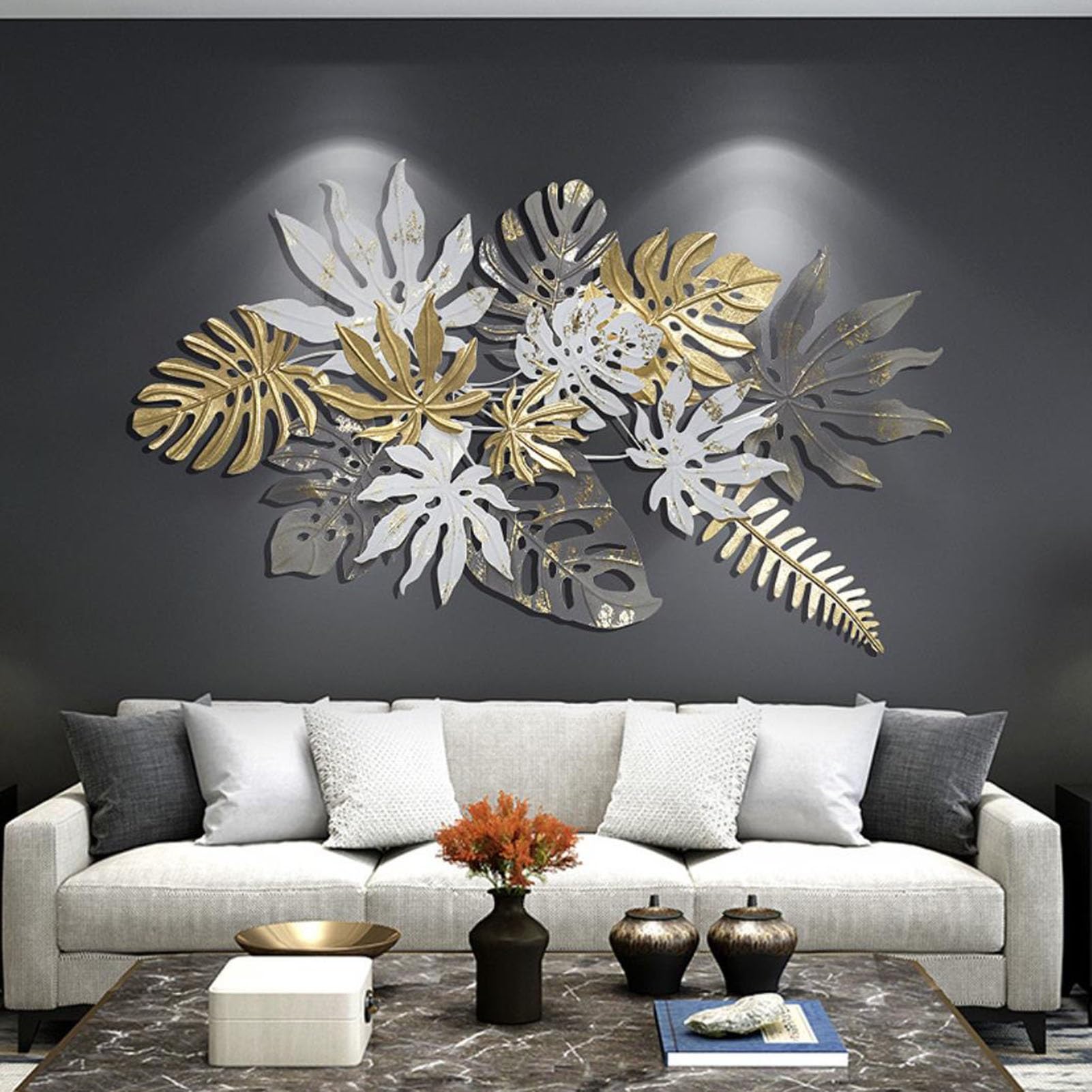 Vnook 3D Home Decor Metal Wall Art Decor, Creative Modern Large Handmade Hollow Metal Wall Decor, Wall Hanging Artwork Sculptures For Study Living Room Bedroom