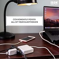 Vista 3 de IRON FORGE CABLE Paquete de 2 cables de extensión con enchufe plano de 15 pies, color negro, con 3 tomas - Cable de extensión para interiores