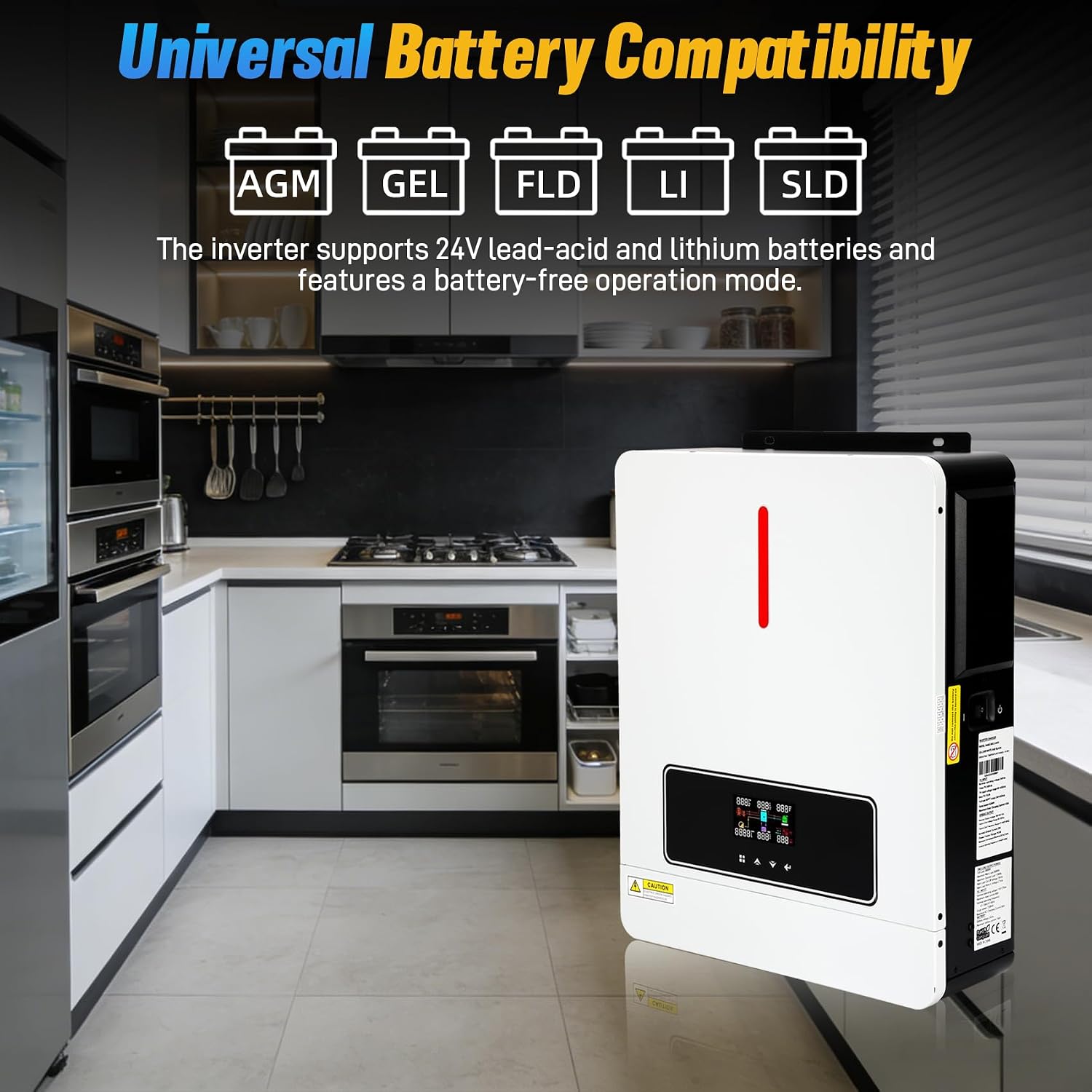3600W Solar Hybrid Inverter 24V DC to 110V AC with 120A MPPT Controller, Pure Sine Wave Power Inverter, Max.PV Input 4200W Input for Home Backup RV Off-Grid
