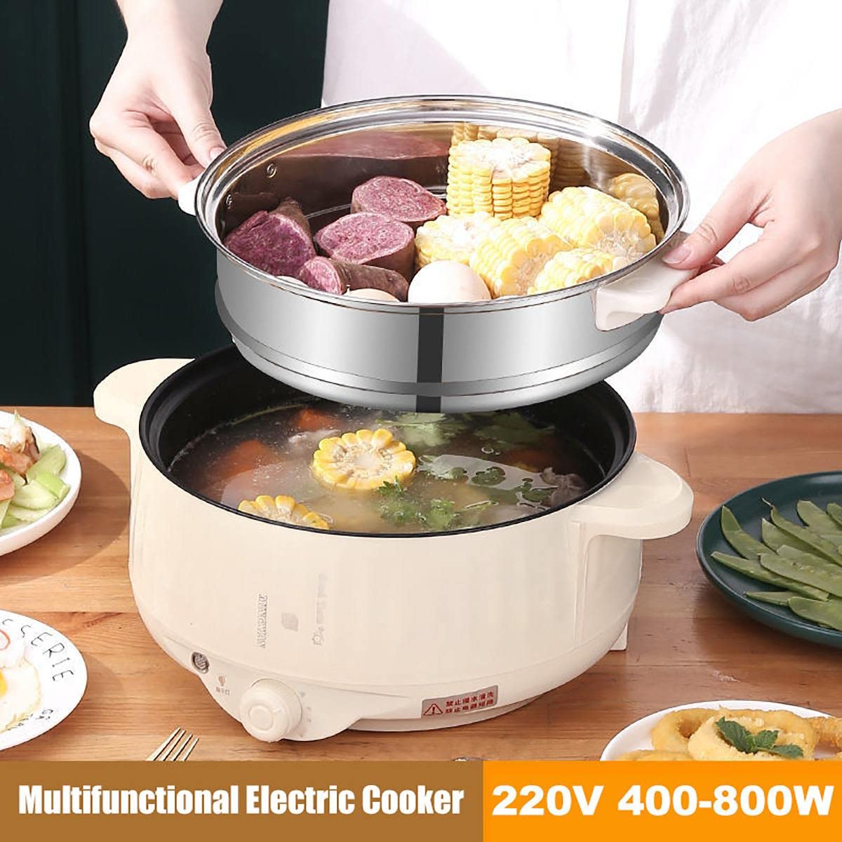 Wielofunkcyjna kuchenka elektryczna Non-stick Multicooker - 1,7 l - 2,7 l kuchenka elektryczna do szkoły podróżnej w domu 400 W-1000 W,2.2L