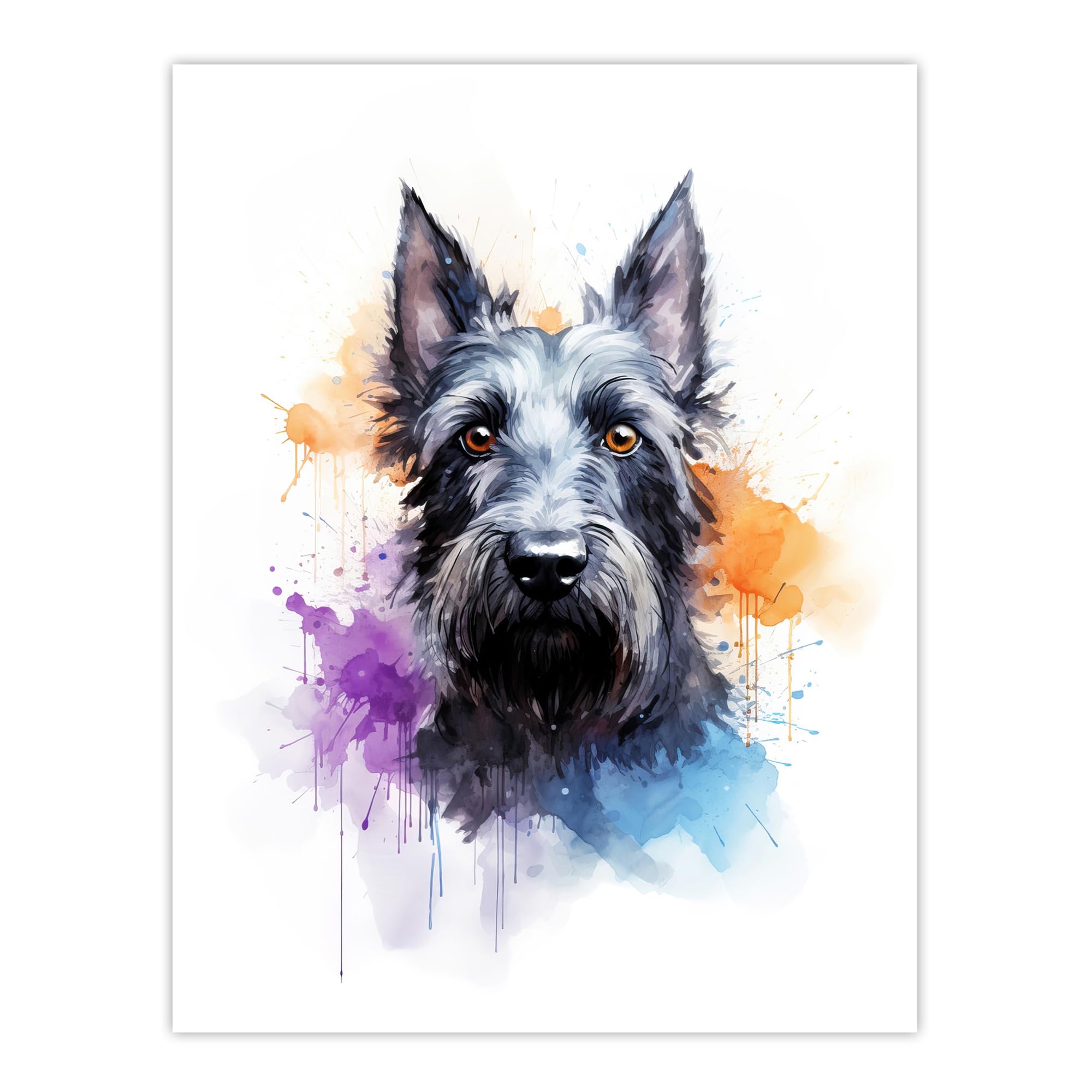 Artery8 Scottish Terrier Lovers Gift Watercolour Pet Portrait Painting Artwork Large Wall Art Poster Print Thick Paper 18X24 Inch