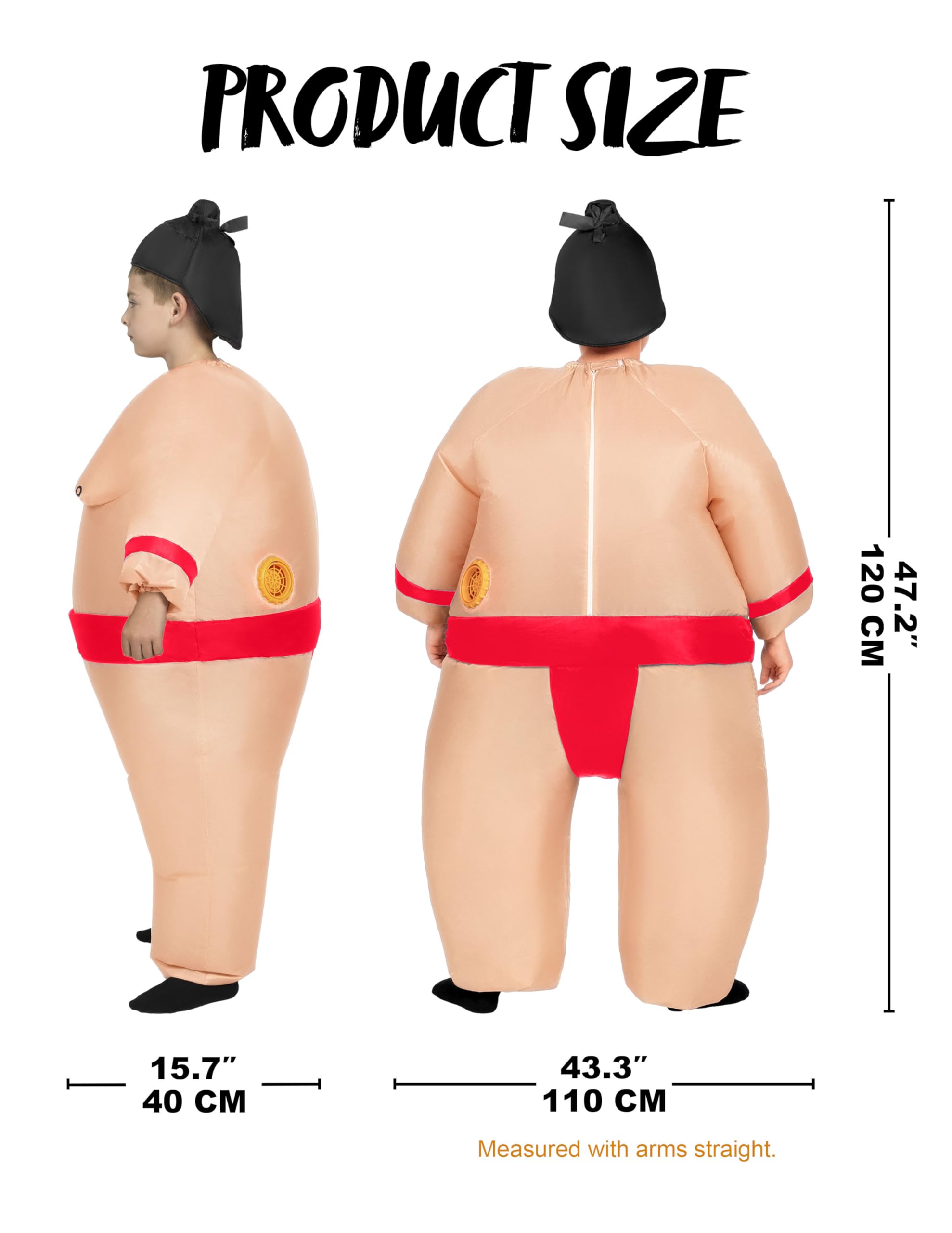 Spooktacular CreationsCostume gonfiabile per bambini, costume da lottatore di sumo a figura intera, costume gonfiabile da lottatore di sumo per bambini, costume da sumo di Halloween con cappello