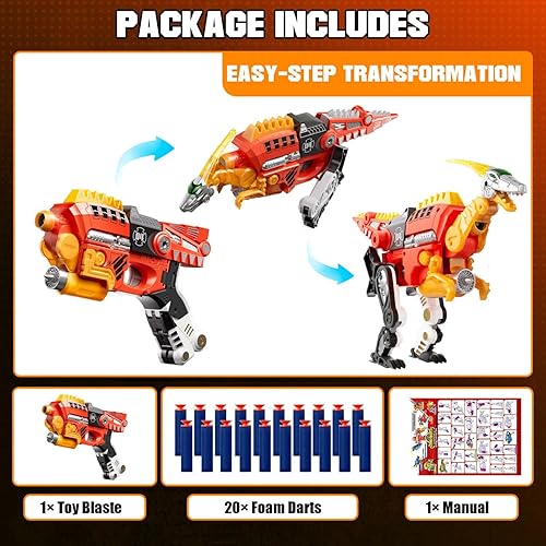 Miniatura 2 de Pistola de juguete de dinosaurio de aleación transformadora  Juguete de morphing 2 en 1 (pistola a dinosaurio), pistola de juguete de bala suave con