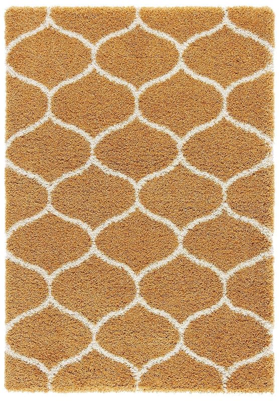 Image of SAGON Anti-Skid Shaggy Carpet Rug for Home | Ultra-Soft Plush Floor Mat for Living Room & Bedroom | Non-Slip, High-Density, Cozy Luxury Decor| 6 x 9 Feet Yellow Ivory Diamond